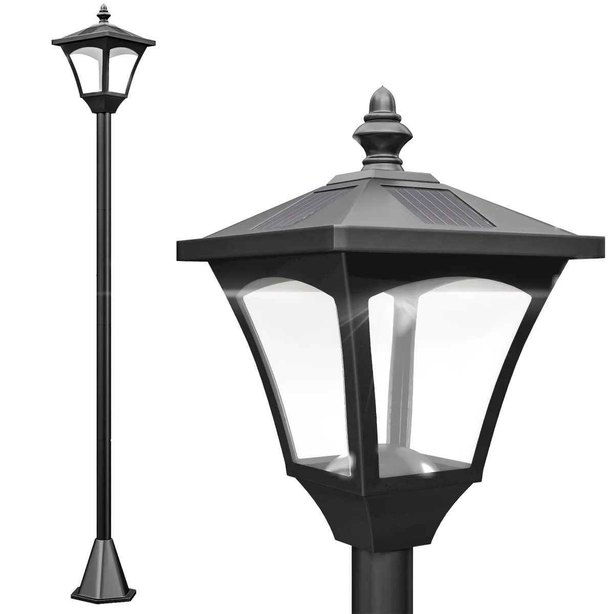 Farol de jardim clássica IP44 com luzes solares inteligentes LED 15x15x120 cm preto - Image 3