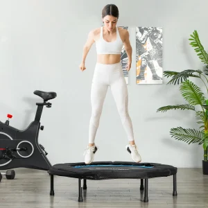 Trampolim Fitness Ø102 cm Trampolim Fitness Dobrável com Estrutura de Aço Antiderrapante Carga 100 kg para Treino de Pernas Corpo em Casa Escritório Ginásio Azul