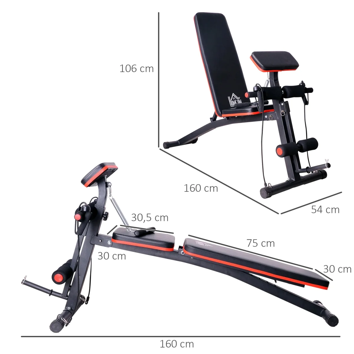 Banco de Pesos Dobrável e Inclinável Banco de Musculação Multifuncional para Treinamento Completo Máquina Fitness para Casa Academia 54x160x106cm Preto - Image 4