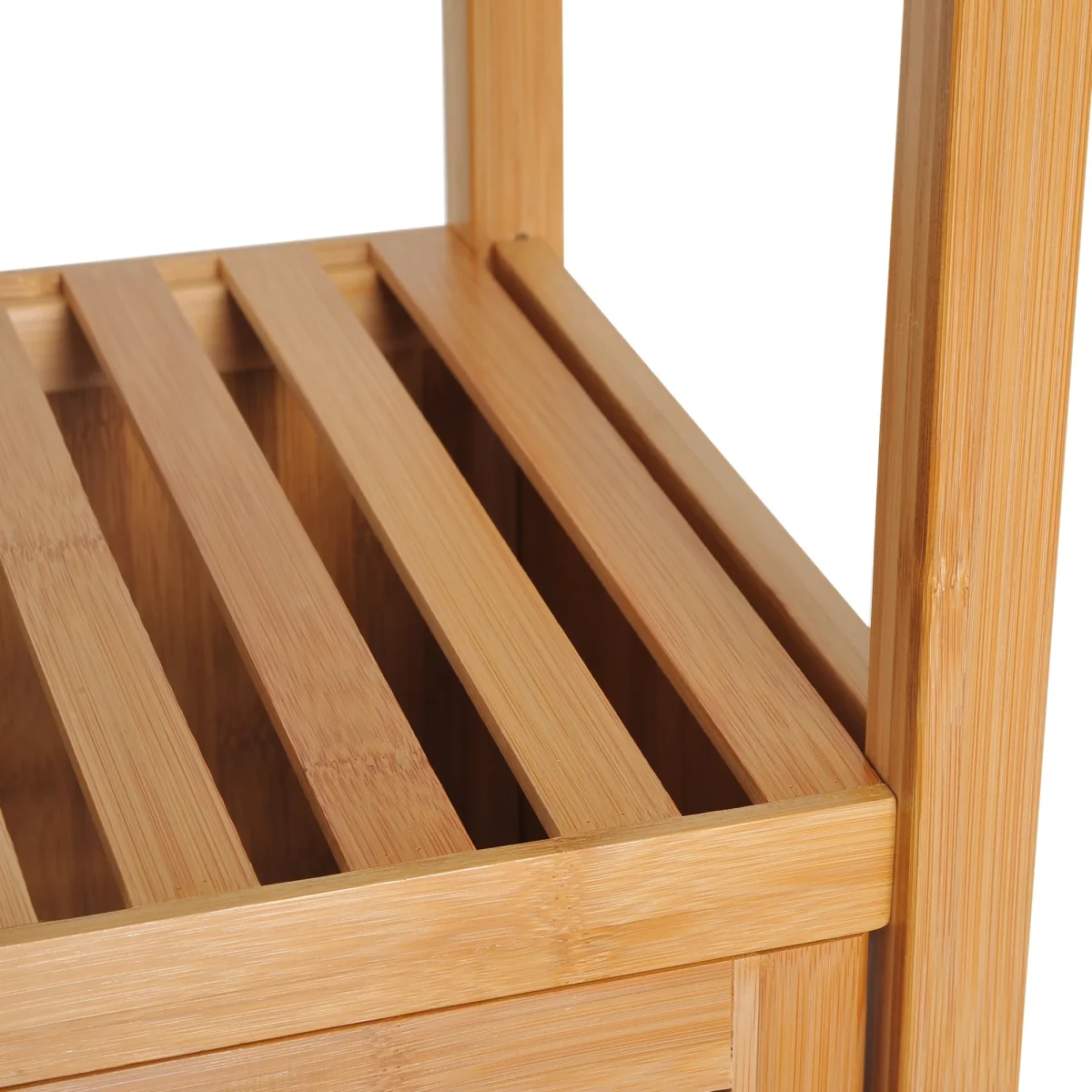 Estantes de bambu para o banheiro Armário alto Livraria Organizador 4 Níveis 1 Porta 36x33x140cm - Image 9