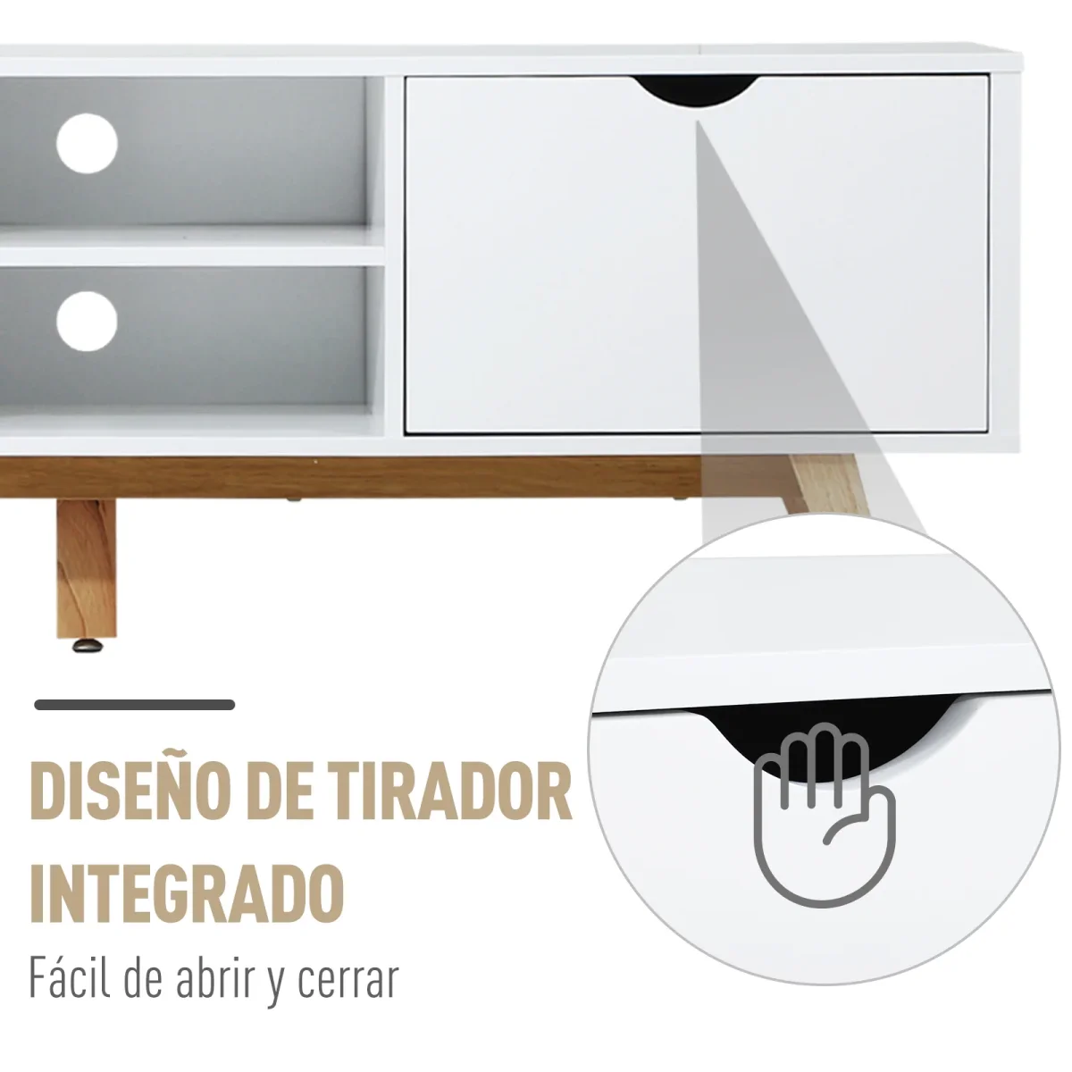 Armário de Televisão com armários Prateleiras Gerenciamento de cabos 150x39x50 Branco - Image 7