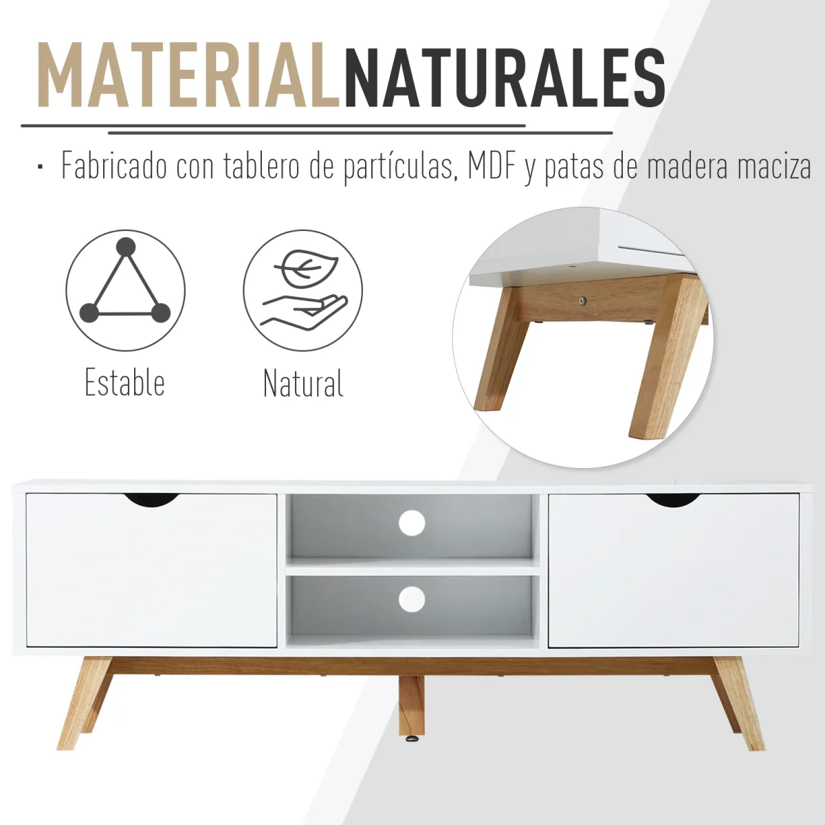 Armário de Televisão com armários Prateleiras Gerenciamento de cabos 150x39x50 Branco - Image 6