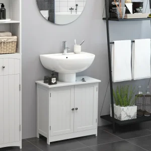 Armário para Casa de Banho com Espaço Grande e com Porta - Cor: Branco - Madeira - 60 x 30 x 60 cm