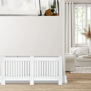 Cobertura Radiador com Desenho Moderno de MDF com Prateleira Superior para Sala de Estar Dormitório Escritório 172x19x81 cm Branco