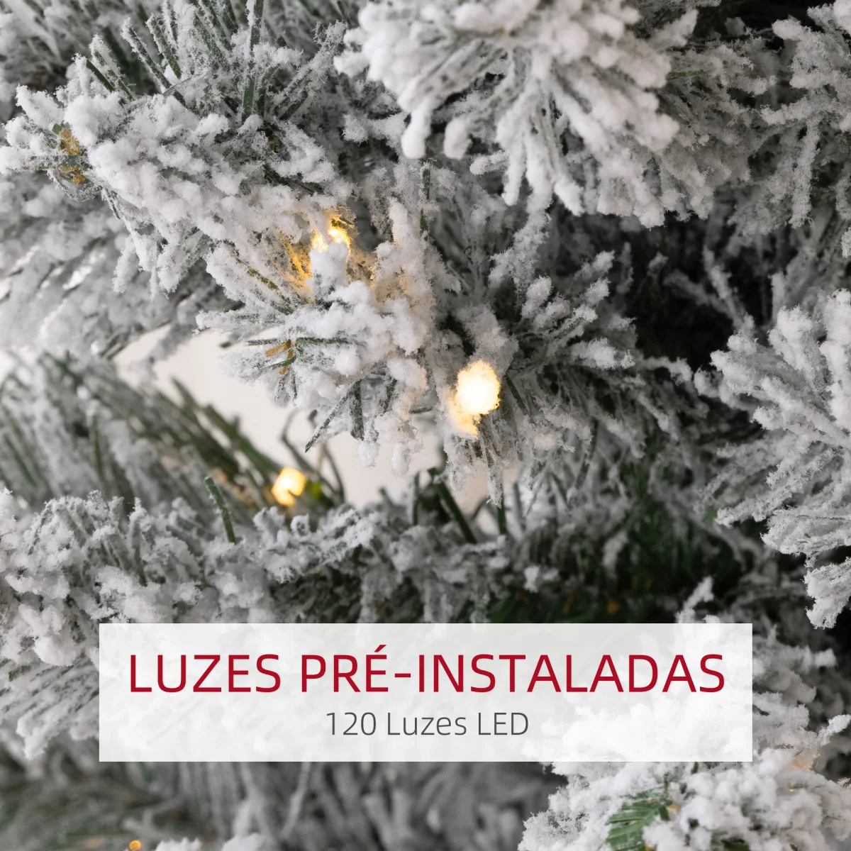 Árvore de Natal Árvore de Natal artificial nevada de 150 cm com 120 luzes LED 263 ramos e suporte metálico Árvore de Natal para sala verde e branca - Image 6
