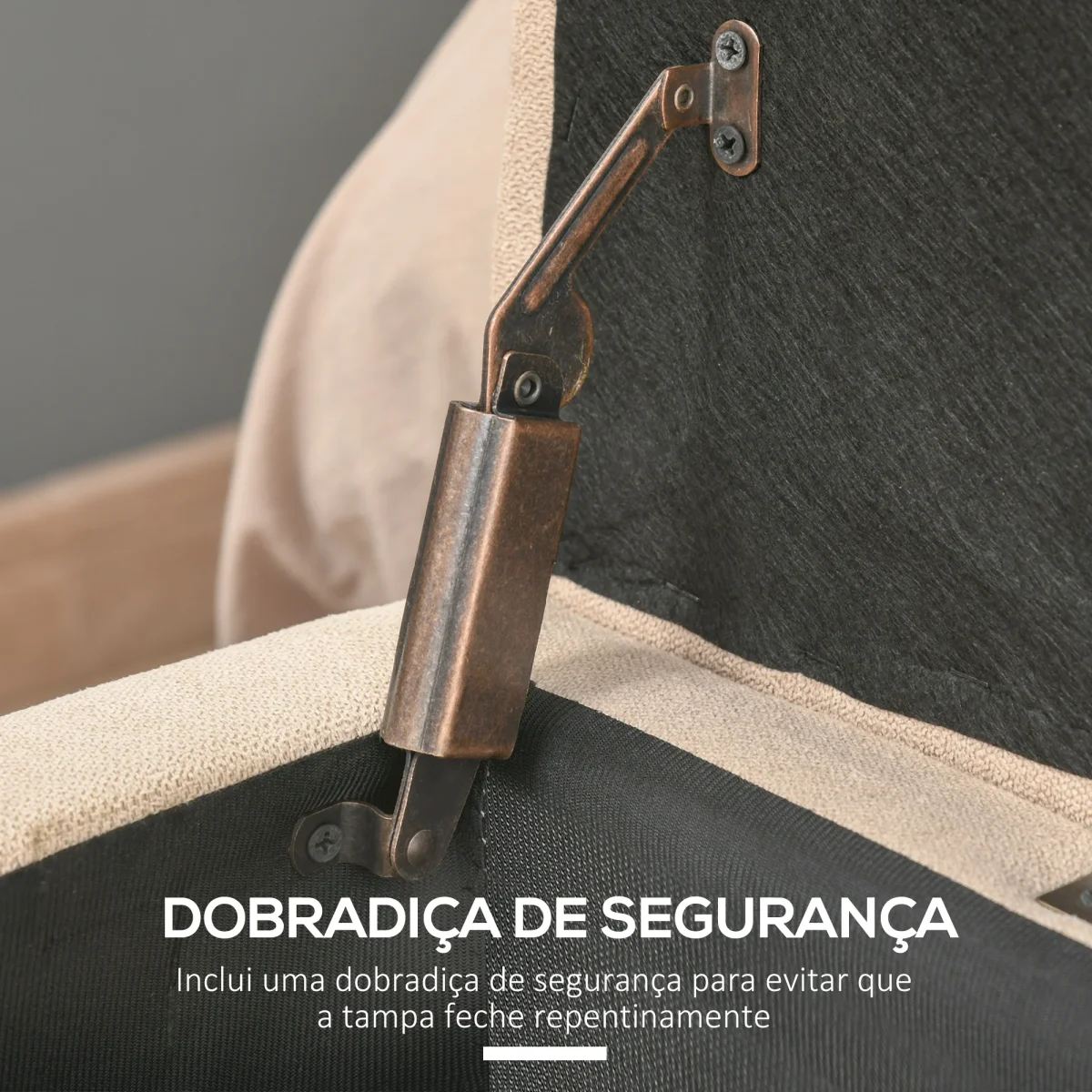 Banco de Armazenamento Acolchoado Banco Estofado em Linho Tampa com Abertura para Sala de Estar Entrada Dormitório Carga Máxima 120 kg 125x49x41,5 cm Bege - Image 9