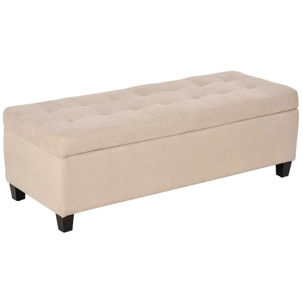 Banco de Armazenamento Acolchoado Banco Estofado em Linho Tampa com Abertura para Sala de Estar Entrada Dormitório Carga Máxima 120 kg 125x49x41,5 cm Bege - Image 3
