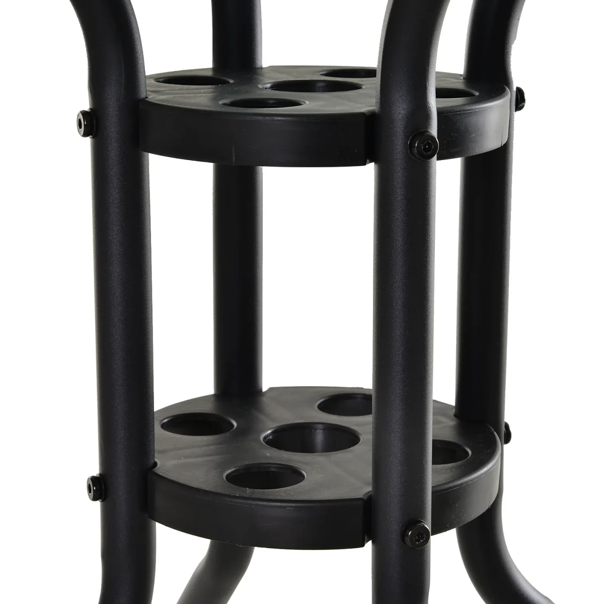 Mesa de Jardim Redonda Mesa Sala de Jantar de Cristal Temperado com Orifício para Chapéu de Sol Estrutura Metálica para Pátio Terraço Exterior Ø80x72cm Preto - Image 8