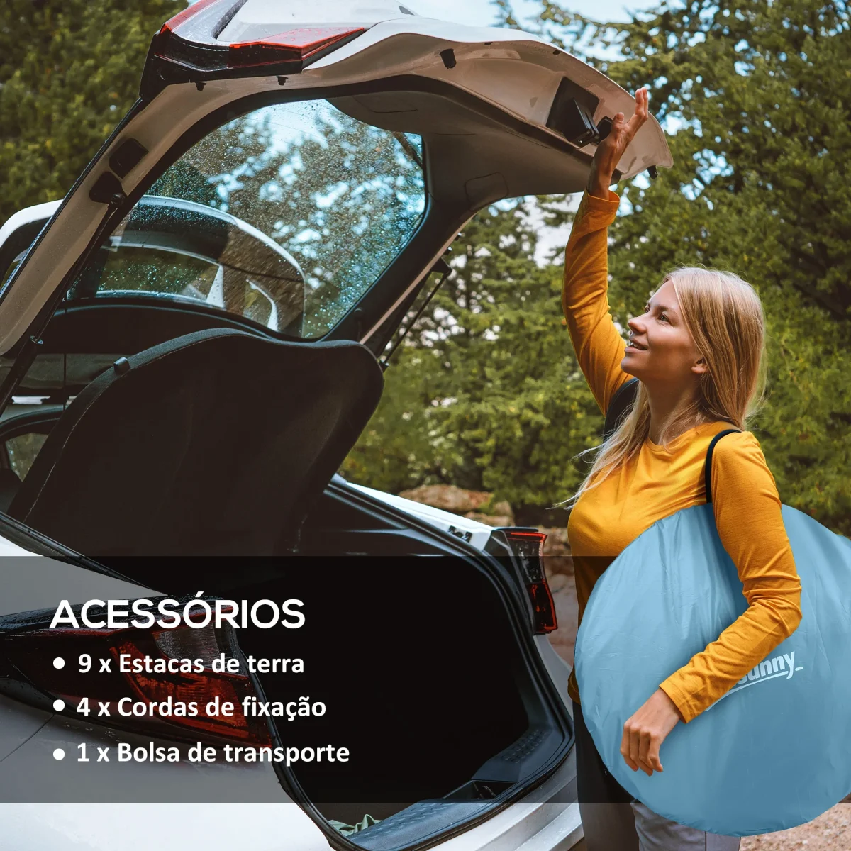 Tenda de Campismo para 2-3 Pessoas Tenda de Campismo Impermeável de 2000 mm com Bolsa de Transporte para Campismo Pesca Trekking 245x148x105 cm Azul - Image 8
