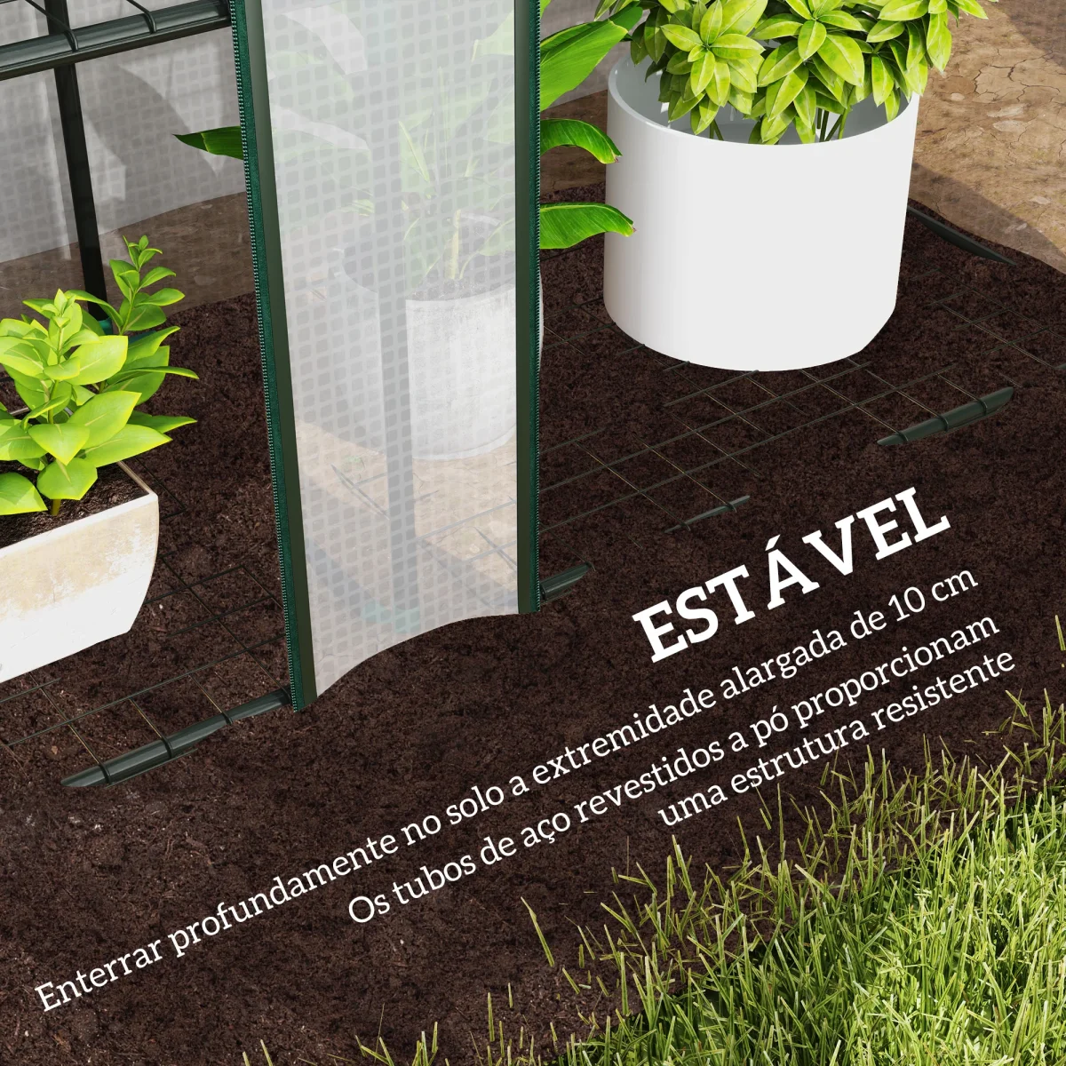 Estufa Pequena Estufa de Exterior com Prateleiras de 3 Níveis Portas com Fecho de Correr e Estrutura de Aço Estufa para Cultivar Plantas Flores 215x46x151 cm Branco - Image 8