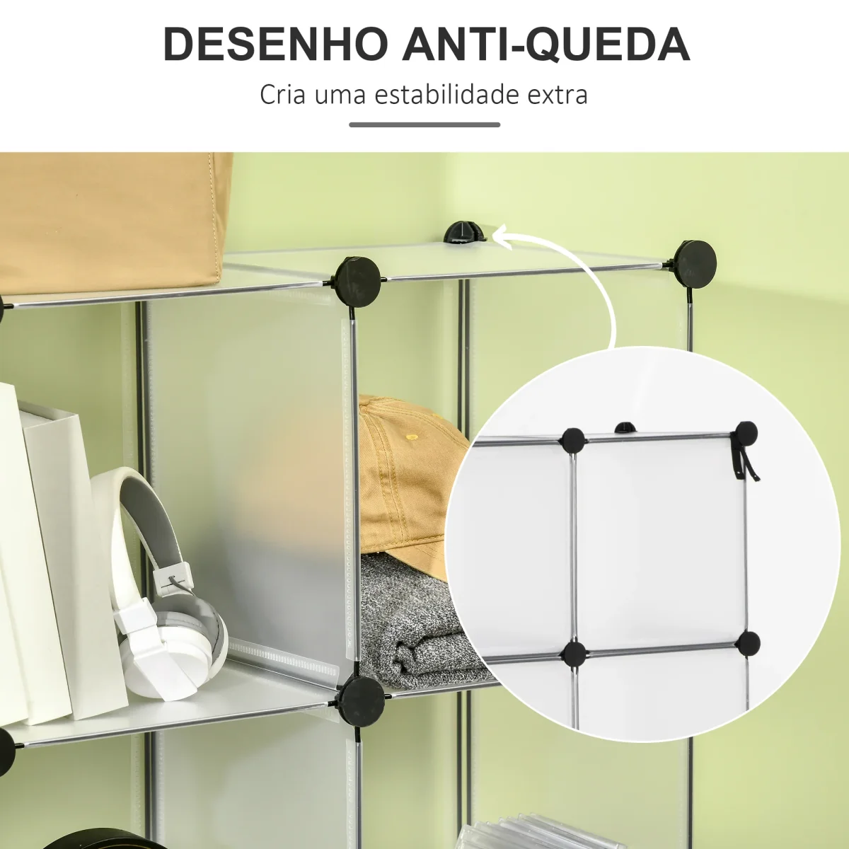 Armário Modular de Plástico Organizador de Sapatos com 16 Cubos de 30x30x30cm para Entrada Corredor Quarto 125x32x125 cm Transparente - Image 8