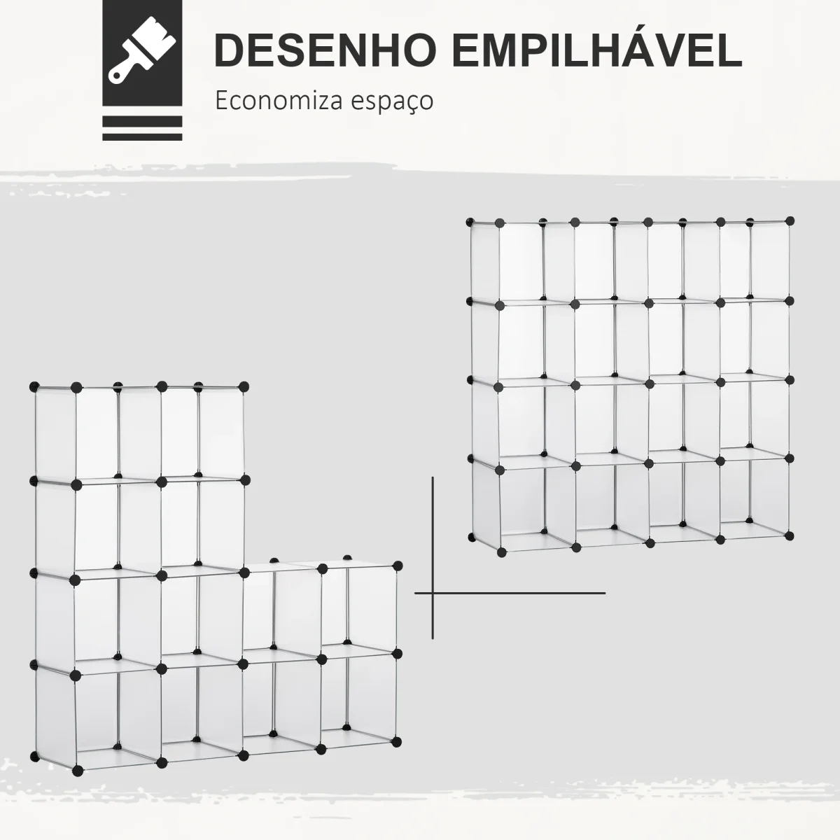 Armário Modular de Plástico Organizador de Sapatos com 16 Cubos de 30x30x30cm para Entrada Corredor Quarto 125x32x125 cm Transparente - Image 6