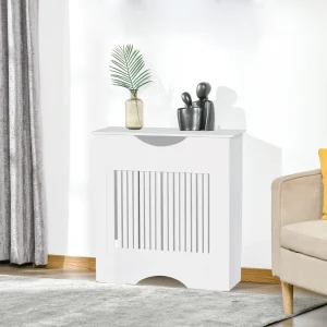 Cobertura Radiador 78x19x82cm Cobertura Radiador de MDF Moderno com Prateleira Carga 10kg e Dispositivo Anti Rolamento para Sala de Estar Dormitório Branco