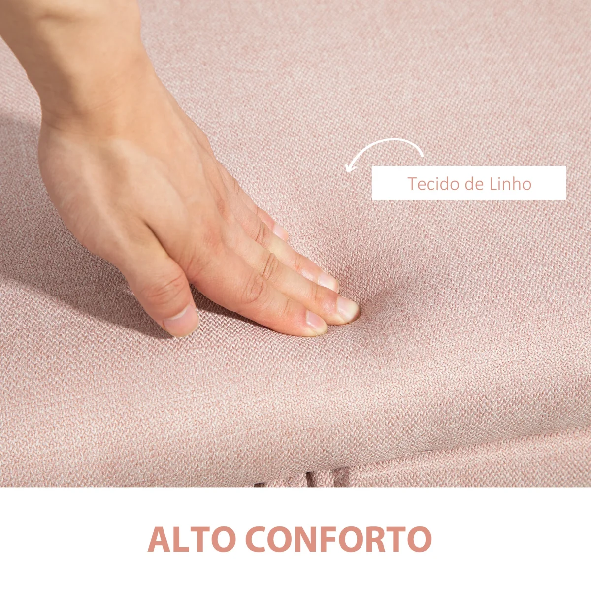 Banco de Armazenamento Estofado em Linho com Tampa Abatível e Pés de Aço para Dormitório Sala de Estar Entrada Carga Máxima 150kg 101x38,5x44,5 cm Rosa - Image 7