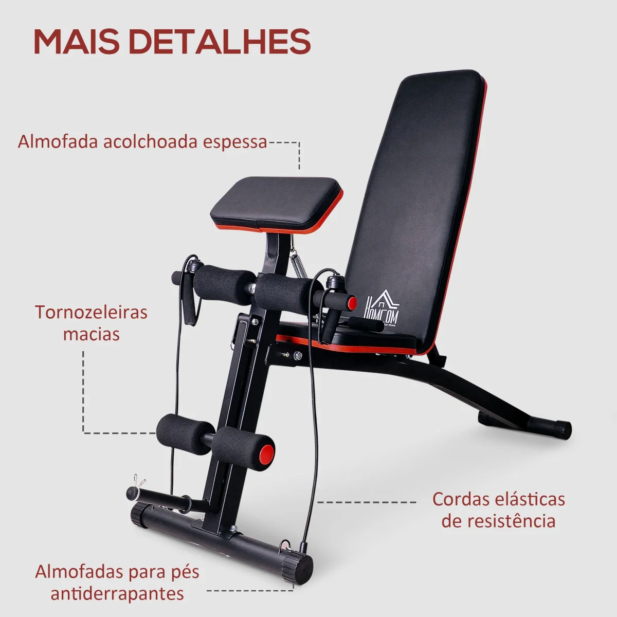 Banco de Pesos Dobrável e Inclinável Banco de Musculação Multifuncional para Treinamento Completo Máquina Fitness para Casa Academia 54x160x106cm Preto - Image 9