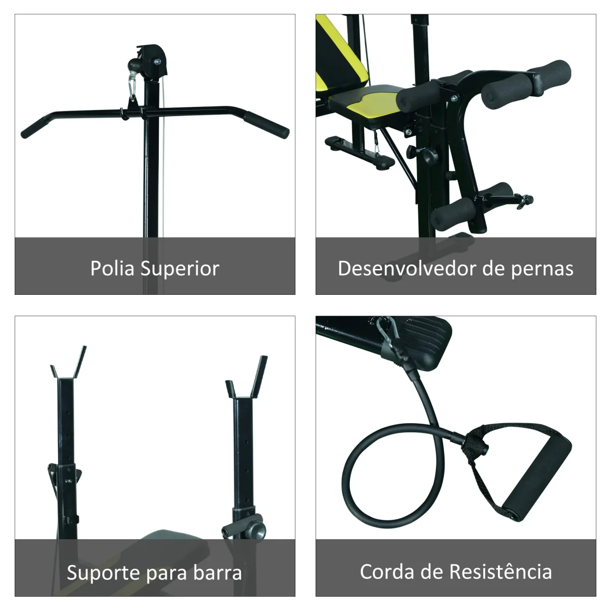 Banco de Pesos Aço Preto 175 x 110 x 202 cm - Image 8