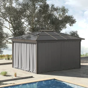 4 Paredes Laterais para Tenda 302x205 cm Laterais para Tenda Universal com Ganchos e Argola em C para Tenda de Jardim Terraço Cinza Claro