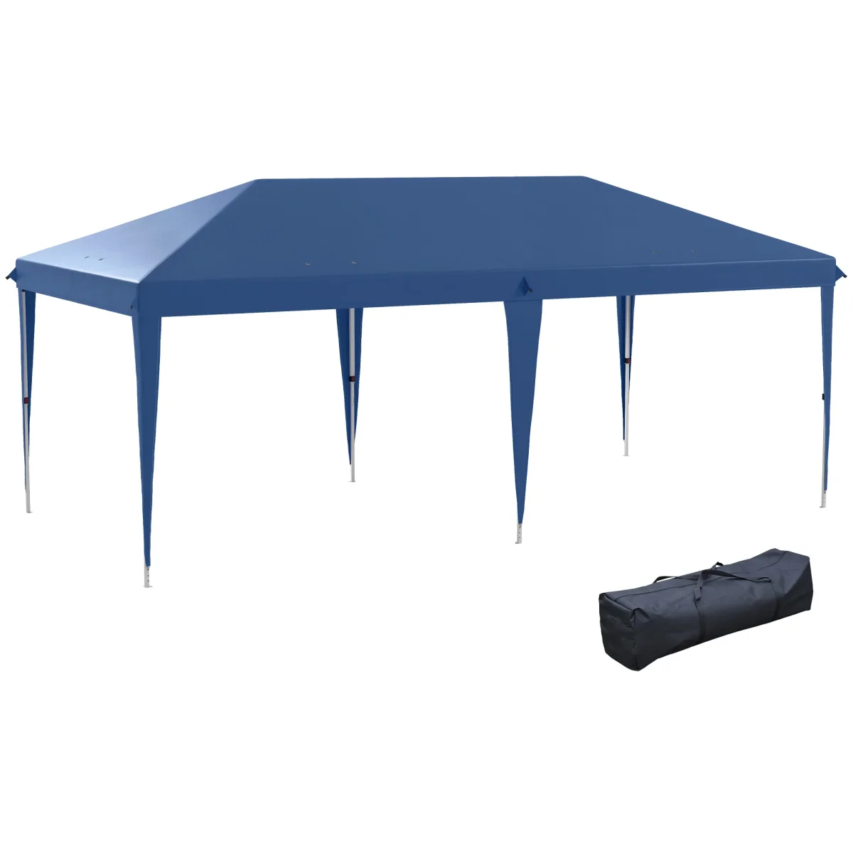Tenda Dobrável 6x3 Tenda de Jardim Portátil com Bolsa de Transporte Tecido Oxford Estrutura de Aço para Exterior Festas Acampamento Azul - Image 3