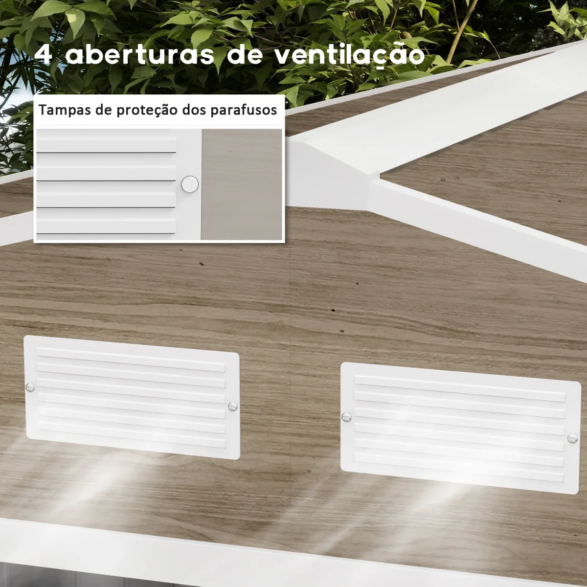 Abrigo de Jardim Exterior Abrigo e Jardim Metálico para Armazenamento de Ferramentas com Base de Reforço Incluída e 4 Janelas 277x195x192 cm Madeira - Image 7