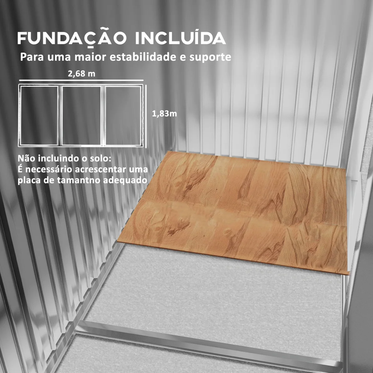 Abrigo de Jardim Exterior Abrigo e Jardim Metálico para Armazenamento de Ferramentas com Base de Reforço Incluída e 4 Janelas 277x195x192 cm Madeira - Image 8