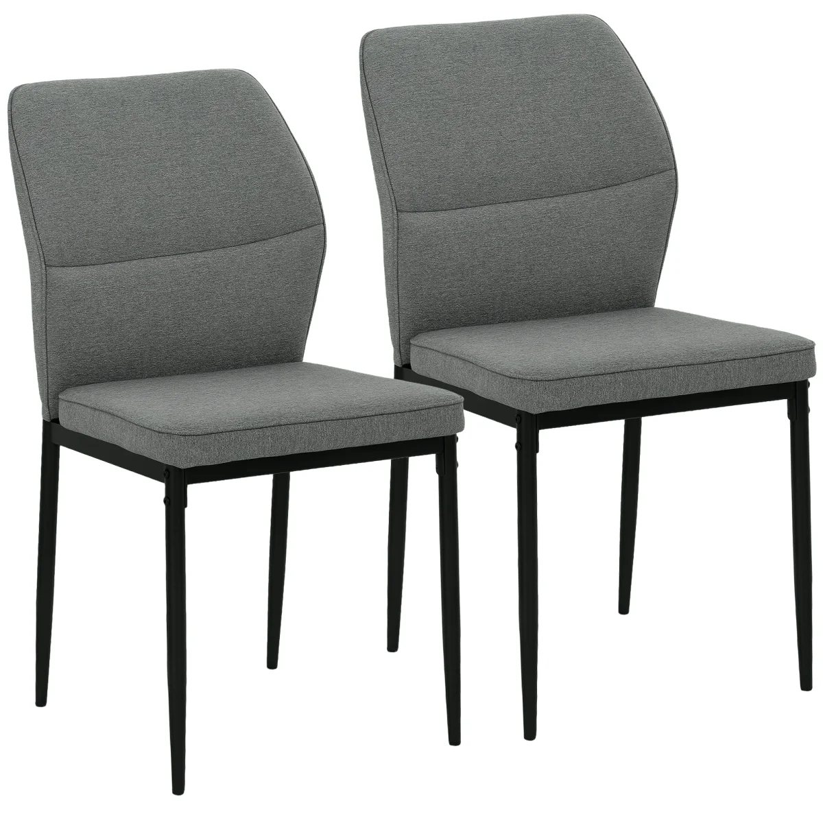 Conjunto de 2 Cadeiras de Jantar Modernas Cadeiras de Cozinha com Assento Acolchoado e Estofado Encosto Curvo Pés de Aço para Sala Quarto 45x57x86 cm Cinzento - Image 3