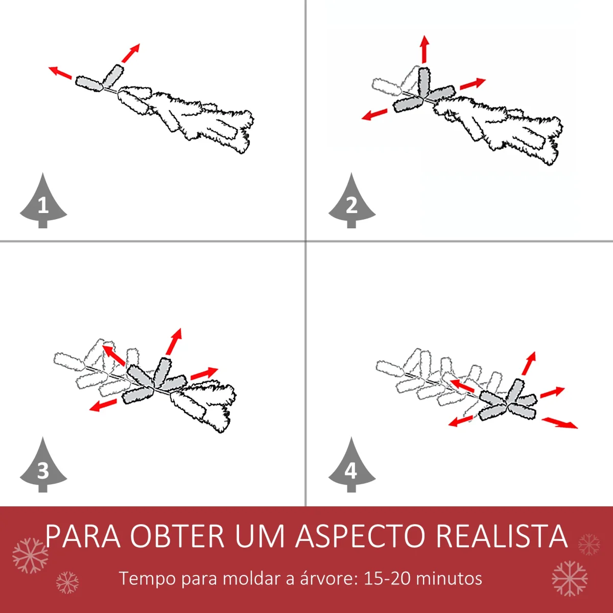 Árvore de Natal Artificial 150cm Ignífugo com 408 Ramos 28 Bagas 24 Pinhas Folhas de PVC e Suporte Metálico Decoração de Natal para Interiores Verde - Image 6
