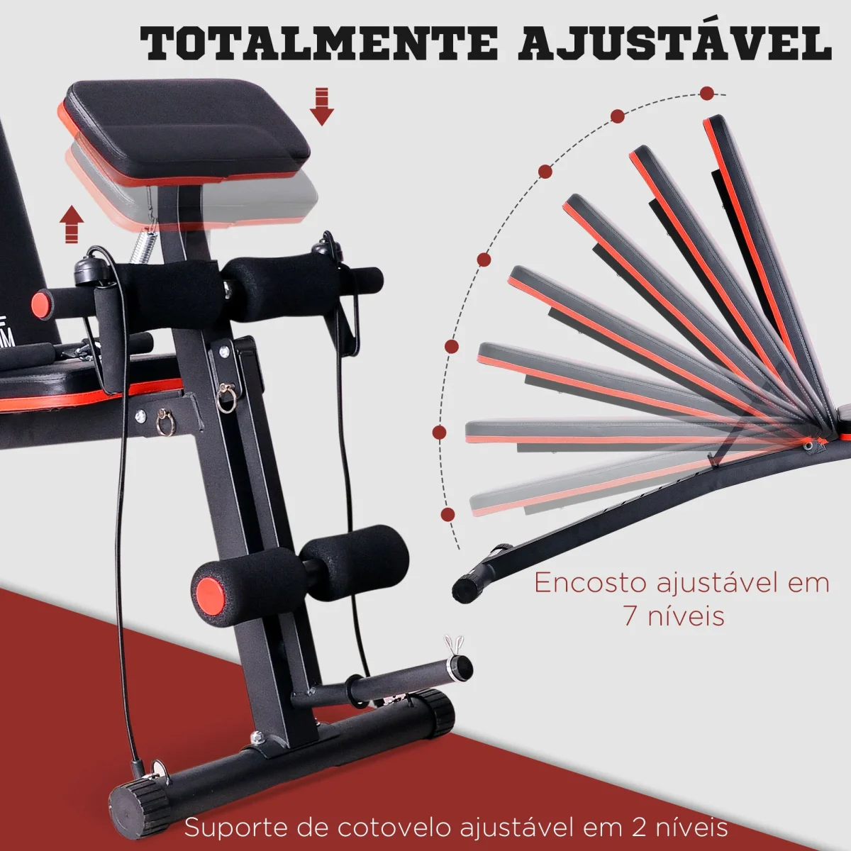 Banco de Pesos Dobrável e Inclinável Banco de Musculação Multifuncional para Treinamento Completo Máquina Fitness para Casa Academia 54x160x106cm Preto - Image 7