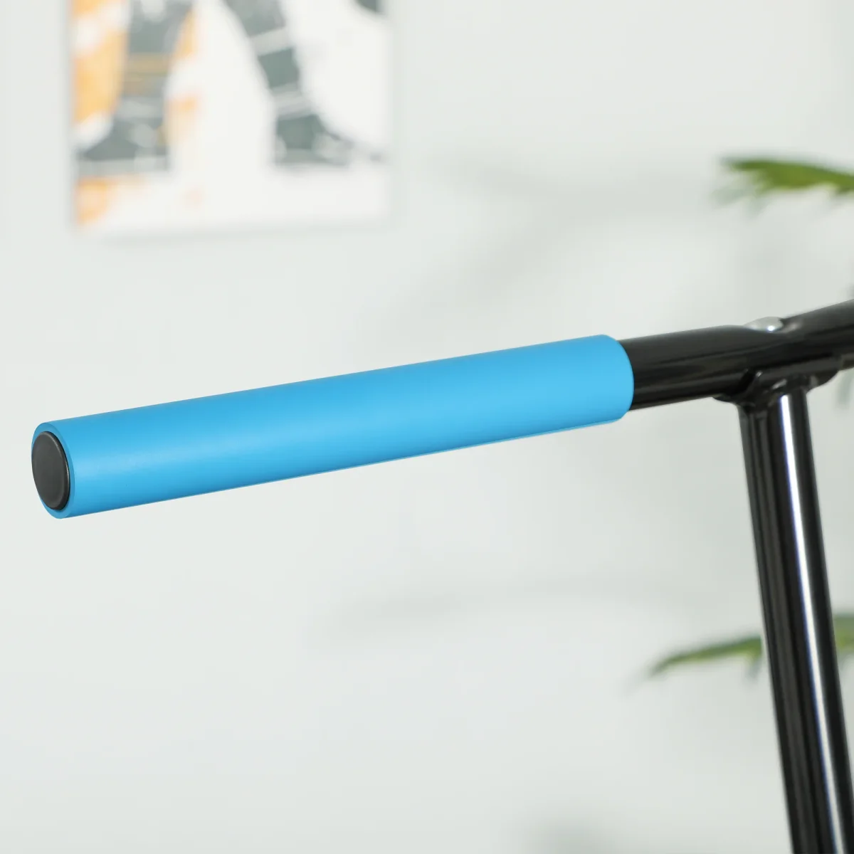 Trampolim Fitness 114x114x132 cm Trampolim Fitness com Guiador Ajustável em 3 Níveis Estrutura de Aço para Treino de Perna Corpo em Casa Escritório Ginásio Azul - Image 9