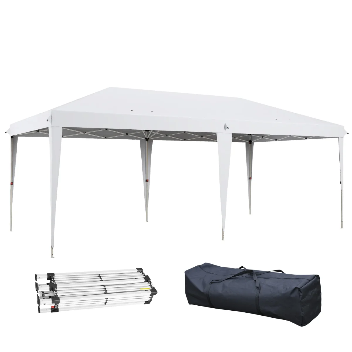 Tenda Dobrável 6x3 Tenda de Jardim Portátil com Bolsa de Transporte Tecido Oxford Estrutura de Aço para Exterior Festas Acampamento Branco - Image 3