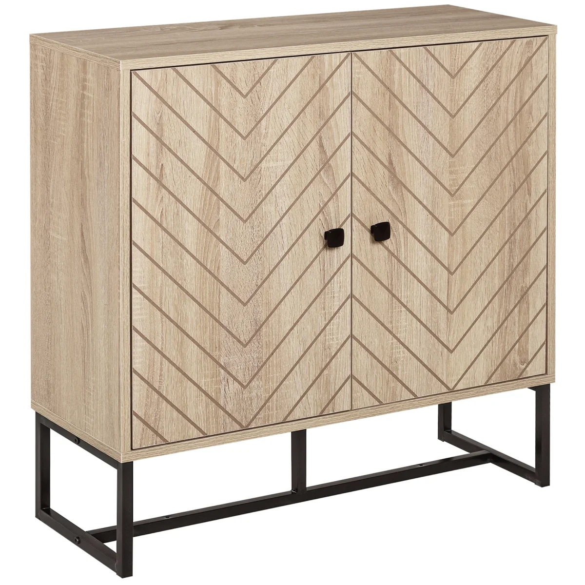 Aparador Sala de Estar Móvel Buffet com 2 Portas e Prateleiras Armário de Armazenamento para Sala de Jantar Dormitório Estilo Moderno 80x29,5x80 cm Madeira e Preto - Image 3