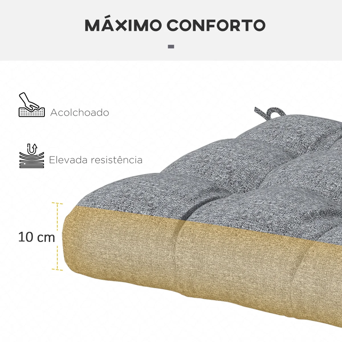 Conjunto de Almofadas para Cadeiras de Sala 48x48x7 cm Conjunto de 4 Peças Almofadas para Cadeiras de Jardim Impermeáveis e Anti-UV com 2 Fitas de Fixação Cinzento - Image 7