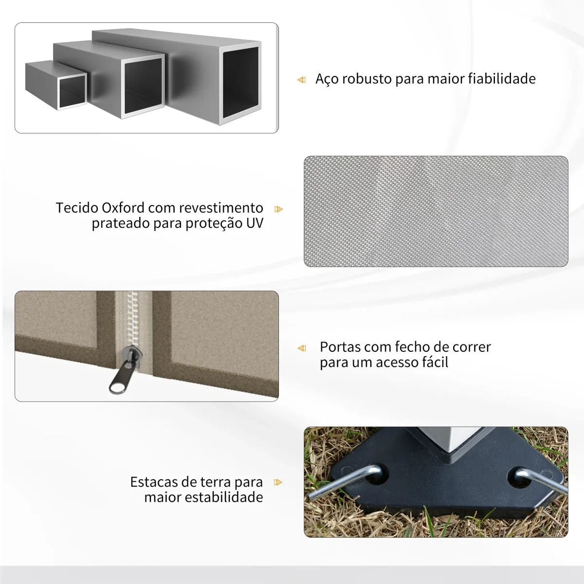 Tenda Dobrável 3x3 para Exterior Tenda Portátil de Jardim com Mosquiteiras Bolsa de Transporte Estrutura de Aço e Tecido Oxford Resistente para Festas Campismo Bege - Image 8