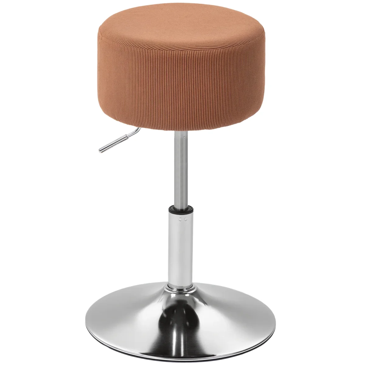 Banco de Bar Giratório Banco Alta de Cozinha Ajustável em Altura 52-66 cm Estofado em Veludo Giratória a 360° para Sala de Jantar Tocador Balcão Marrom - Image 3