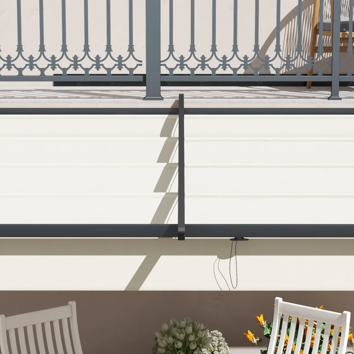 Pérgola de Parede 3x3 m Pérgola de Jardim com Teto Retrátil de Poliéster e Estrutura de Aço para Festas Casamentos Creme e Cinza Escuro - Image 9