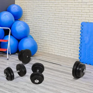 Conjunto de pesos de halteres e barras ajustáveis ??2 em 1 com discos para musculação e fitness preto