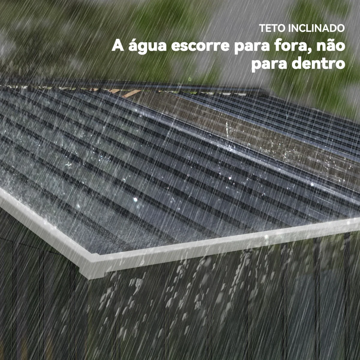 Abrigo de Jardim Exterior 4,9 m² 277x195x192 cm Abrigo de Jardim Metálico com Telhado de Fibra de Vidro Portas Deslizantes Base Reforçada (Chão NÃO Incluído) e Janelas Cinzento Escuro - Image 9