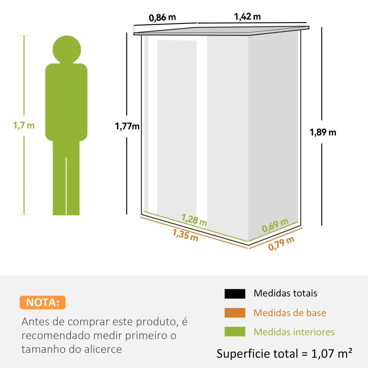 Abrigo de Jardim 1,07m² 142x84x189cm Abrigo de Jardim de Aço Galvanizado com Porta Fechadura e Orifícios de Drenagem para Armazenamento de Ferramentas Cinza - Image 3