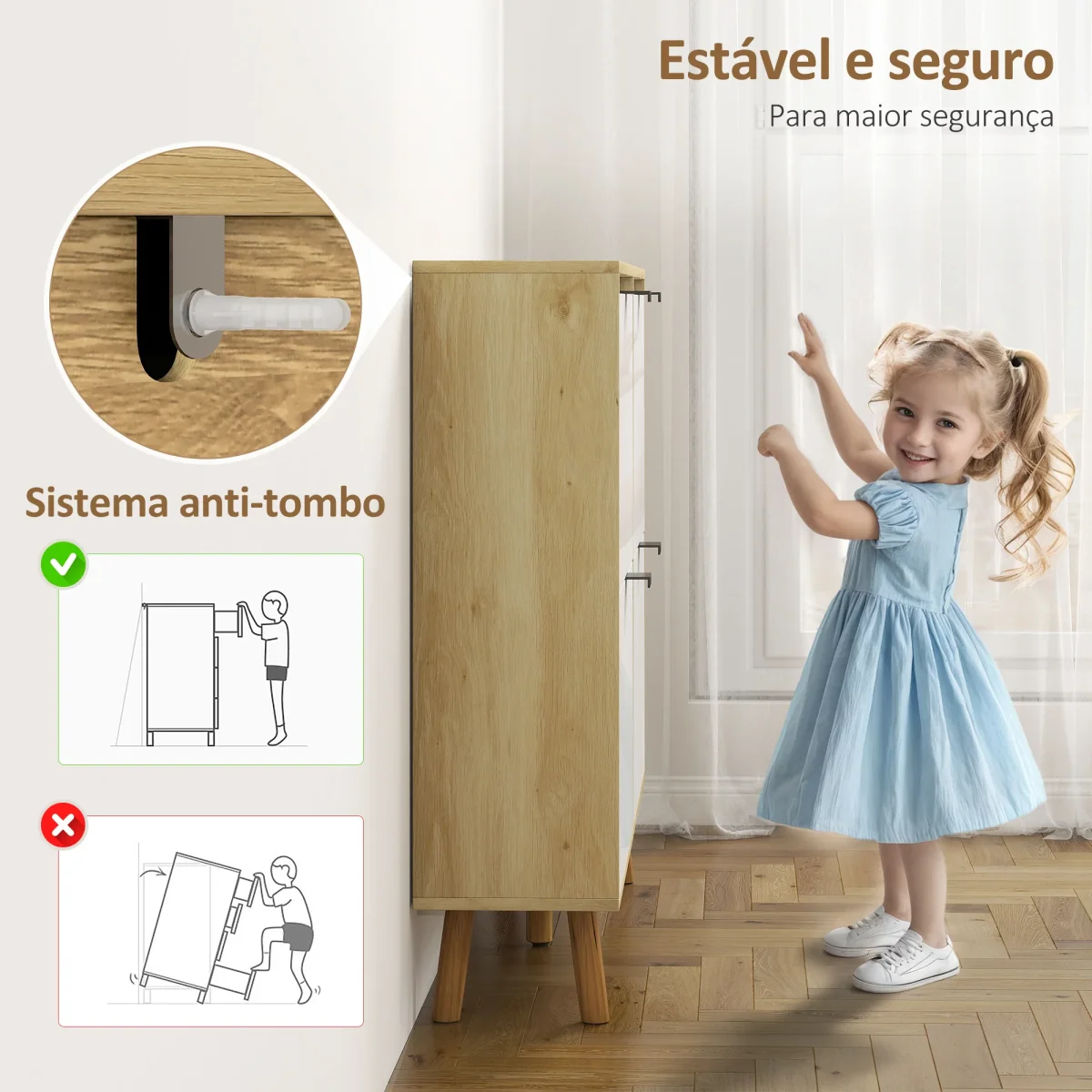 Sapateira Estreita com 4 Portas em Branco Brilho Sapateira de Entrada com Prateleiras Ajustáveis e Pernas de Madeira para 20 Pares de Sapatos 105x24x92,5 cm Branco - Image 8
