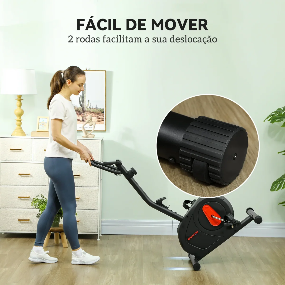 Bicicleta Estática Silenciosa com 8 Níveis de Resistência Magnética Sensor de Frequência Assento Ajustável Ecrã LCD e Suporte para Telemóvel Carga 100 kg 88x50,5x131,5 cm Preto - Image 8