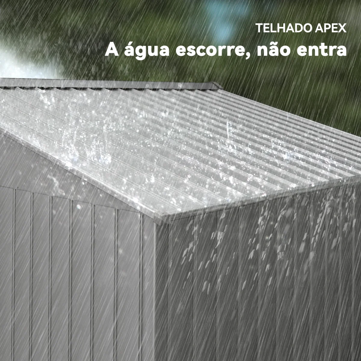 Abrigo de Jardim Exterior 4,9 m² 277x195x192cm Abrigo e Jardim Metálico para Armazenamento de Ferramentas com Base Incluída (Chão não Incluído) e 4 Janelas Cinzento - Image 8