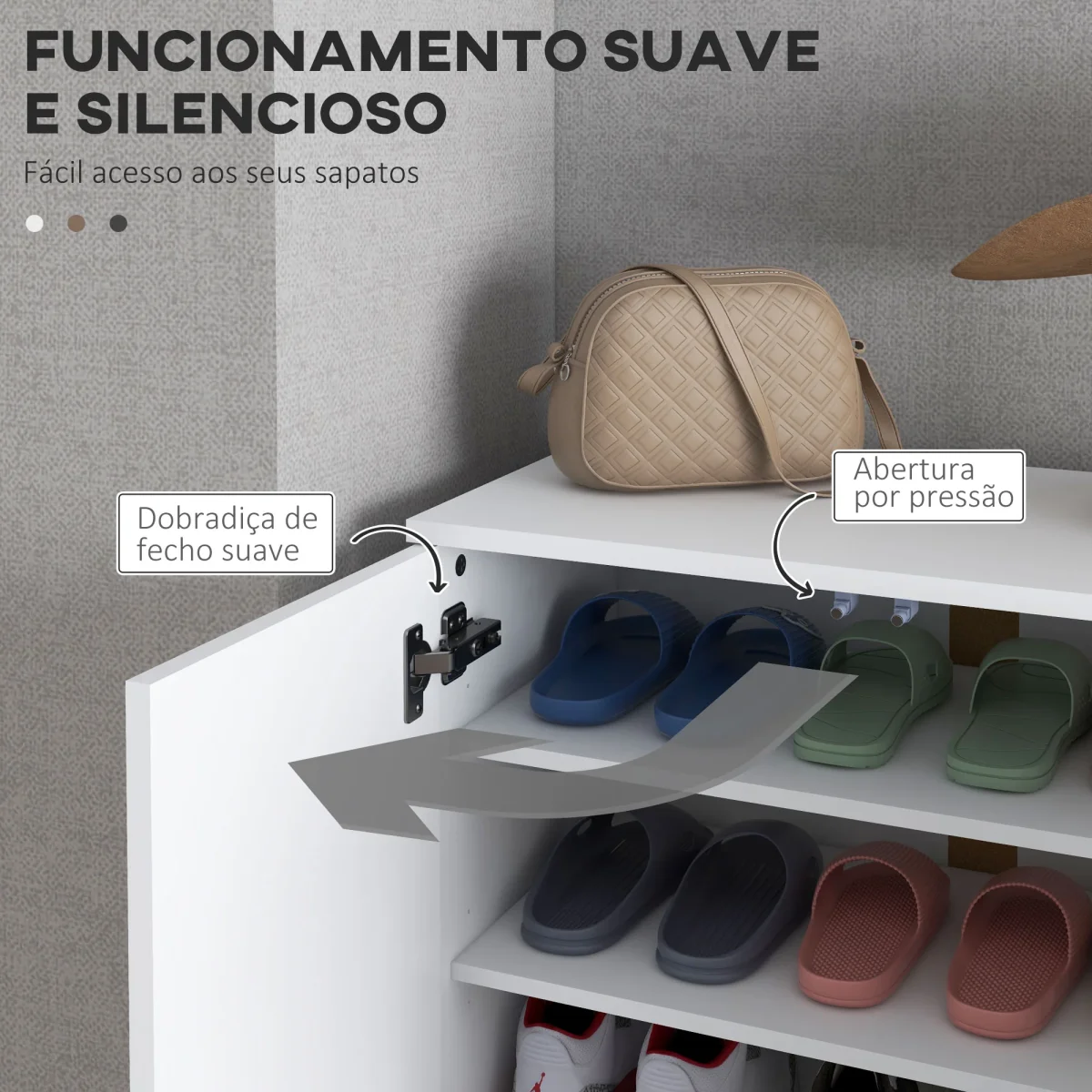 Sapateira com Espelho Móvel Sapateira para 18 Pares de Sapatos com Prateleiras Ajustáveis para Entrada 60x32x95 cm Branco - Image 6