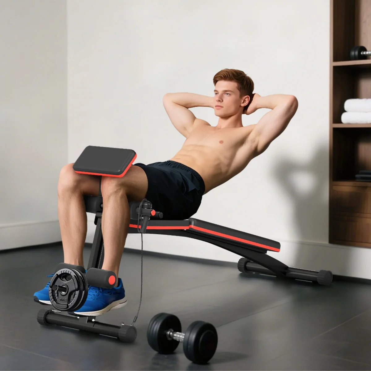 Banco de Pesos Dobrável e Inclinável Banco de Musculação Multifuncional para Treinamento Completo Máquina Fitness para Casa Academia 54x160x106cm Preto - Image 2