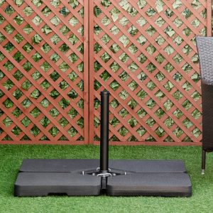 Conjunto de Pesos para Base de Chapéu de Sol de 4 Peças Base para Chapéu de Sol Quadrado Preenchível 60 kg de Água 70 kg de Areia ou 80 kg Mixto para Base Cruzada Preto