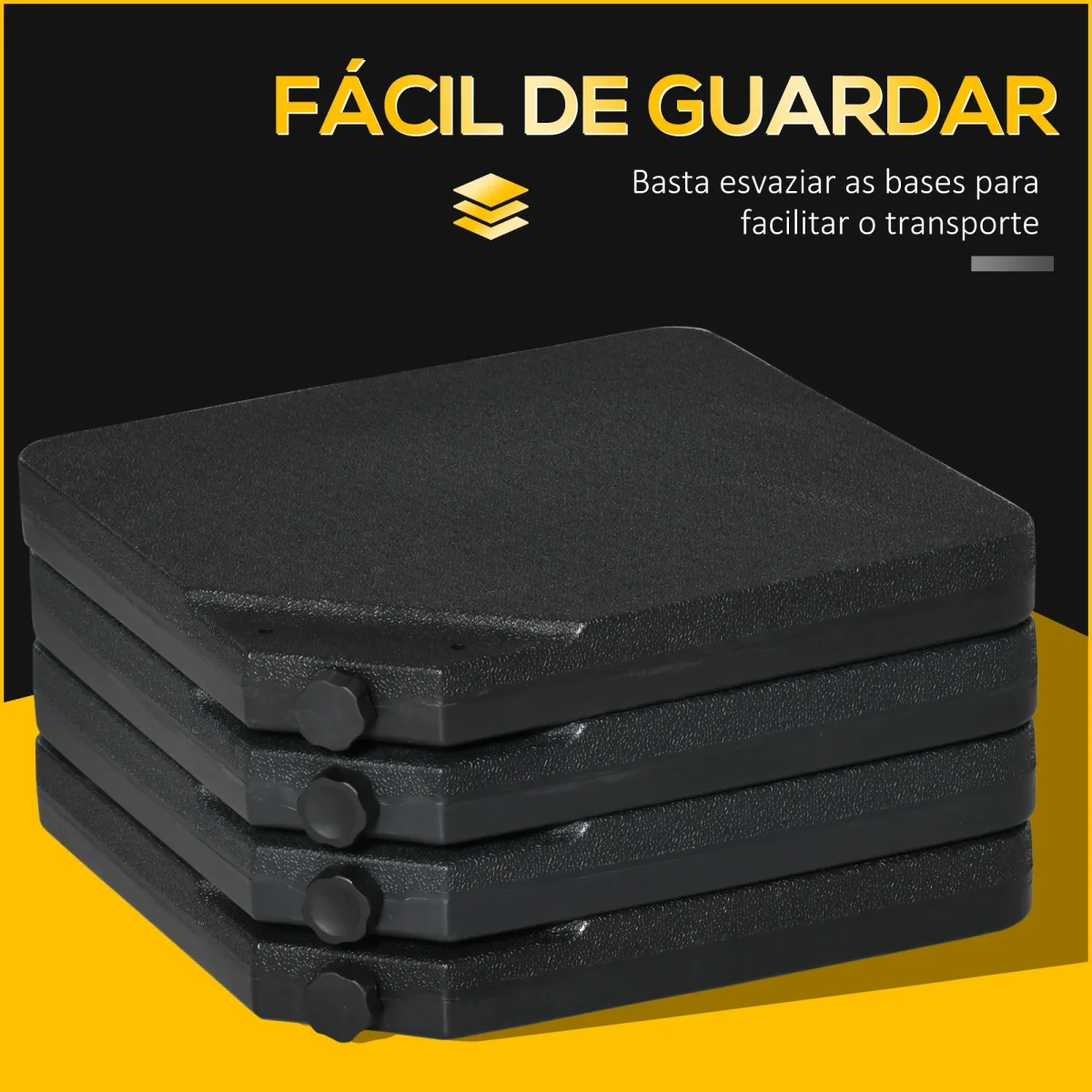 Conjunto de Pesos para Base de Chapéu de Sol de 4 Peças Base para Chapéu de Sol Quadrado Preenchível 60 kg de Água 70 kg de Areia ou 80 kg Mixto para Base Cruzada Preto - Image 8