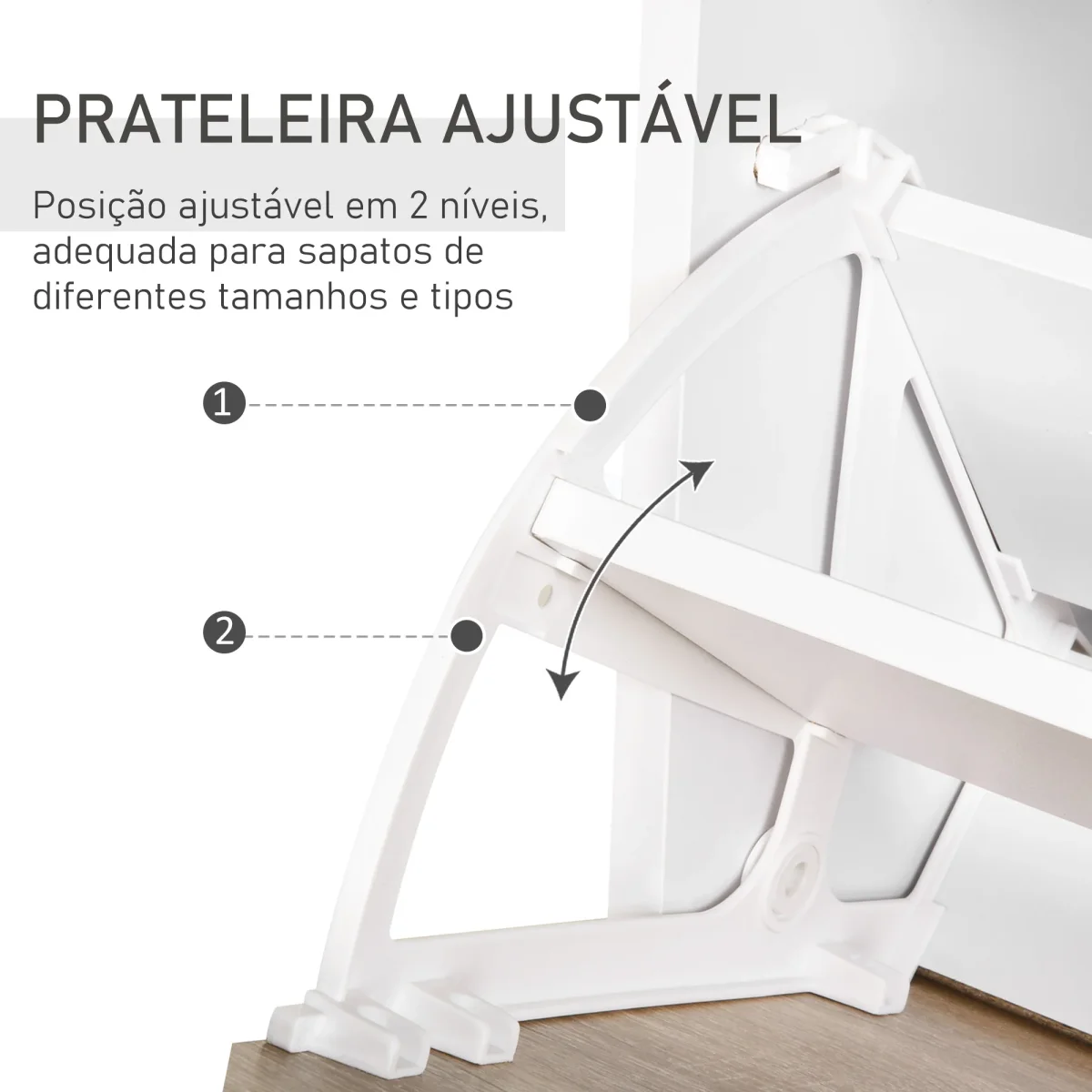 Móvel Sapateira de 2 Portas Sapateira Estreita para 12 Pares de Sapatos com Gaveta Prateleira Aberta e Bancada de Vidro para Corredor Entrada Carga Máx. 50kg 60x24x105,5cm Branco - Image 6