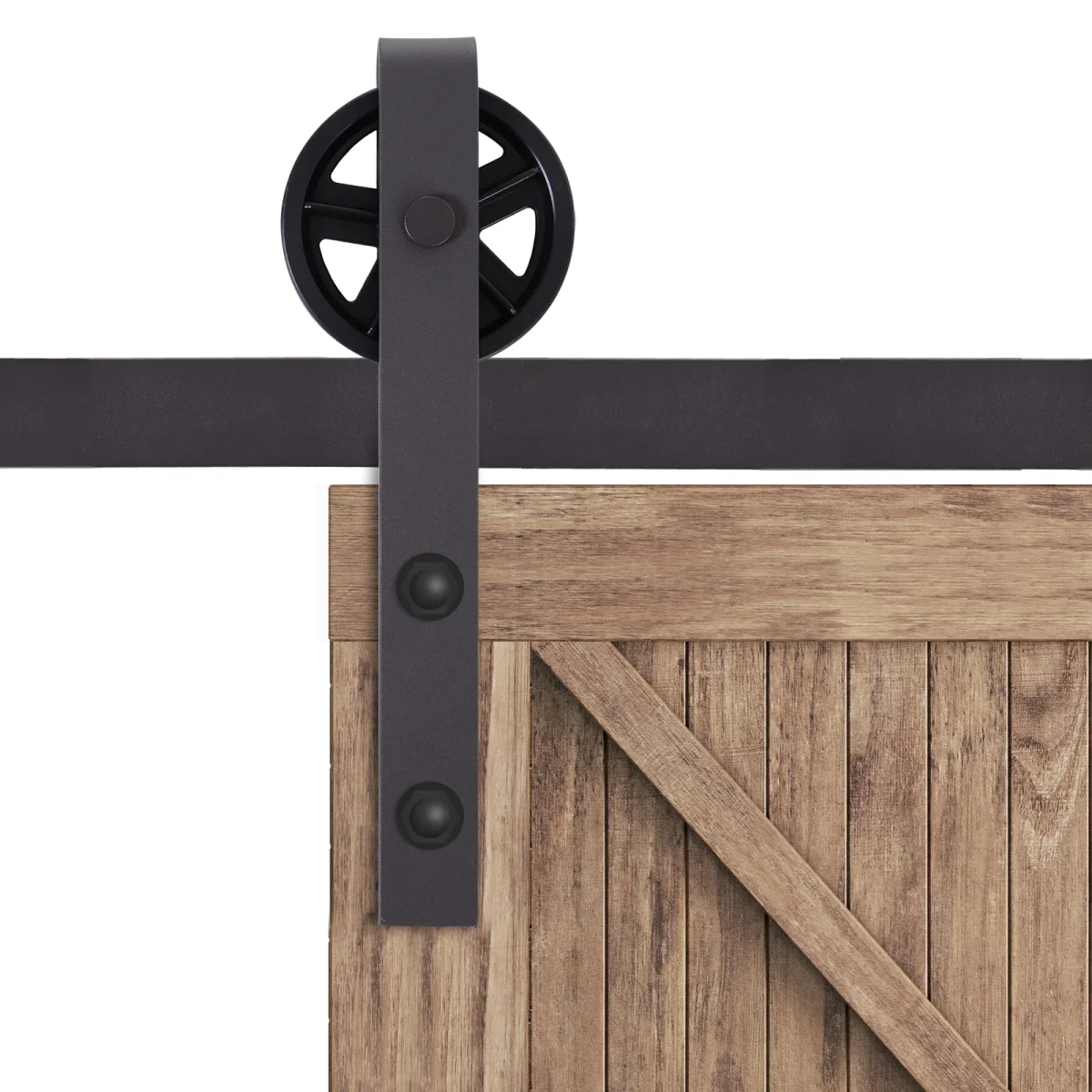 67T/183cm Ferragens para Porta Corredeira Kit de Acessórios para Porta Corredeira de Madeira com Guia de Chão Trilho de Aço de Carbono Café Escuro - Image 8