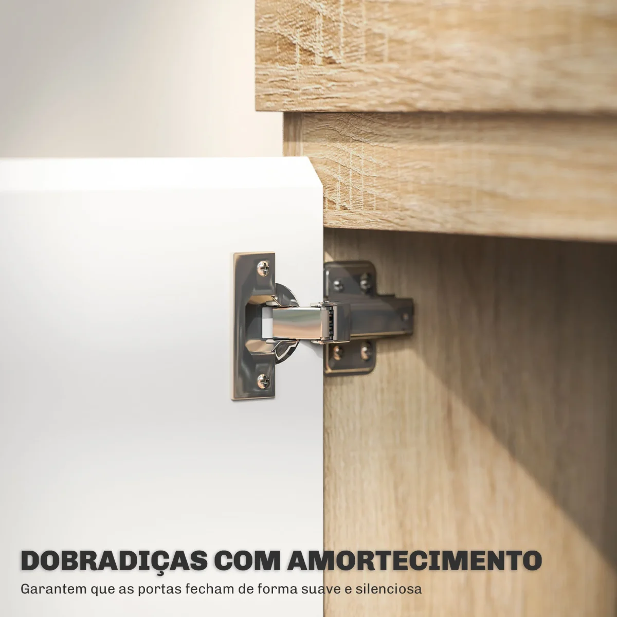 Móvel de TV Mobiliário de TV com 2 Portas Prateleira Aberta Móvel de TV de Sala de Estar para Televisóres de 60 Polegadas 140x40x48 cm Branco e Madeira - Image 7