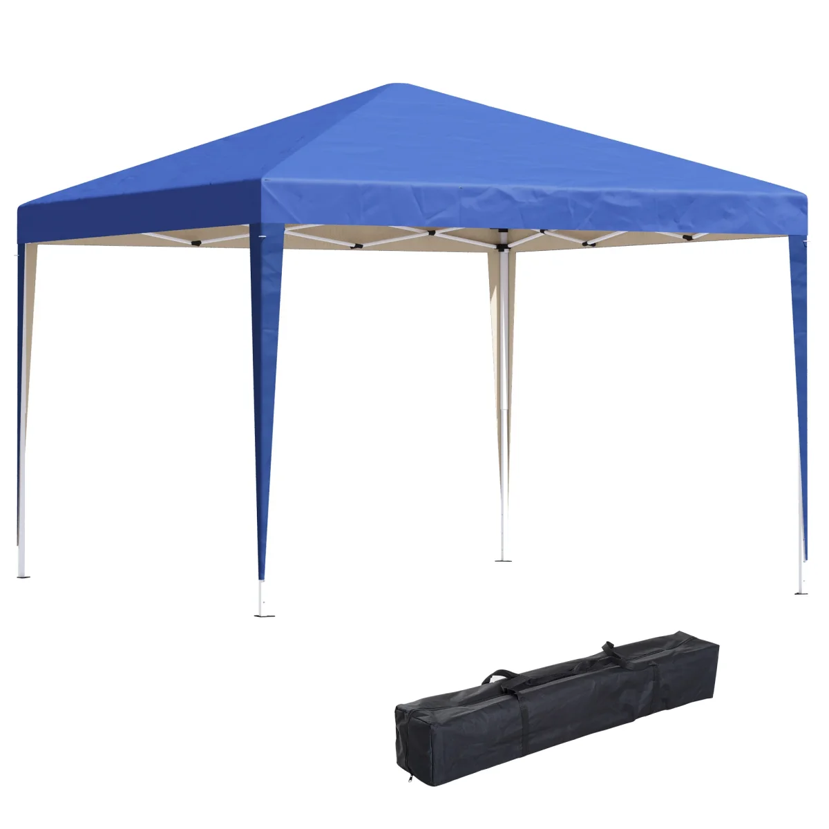 Tenda Dobrável 295x295x255 cm com Bolsa de Transporte Altura Ajustável Anti-UV e Impermeável para Terraço, Pátio e Praia Azul - Image 3