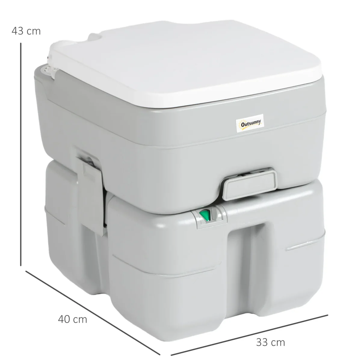 Sanita Portátil 20L Sanita Portátil com Indicador de Nível Capacidade 150 kg para Campismo Viagem Idosos Caravana Barco 33x40x43 cm Cinza - Image 4