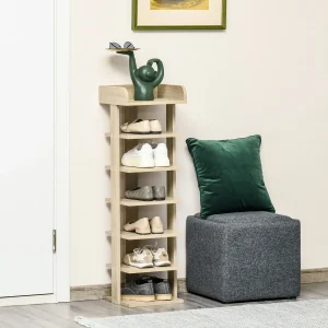 Sapateira Estreita de 7 Níveis Estante para Sapatos para 6 Pares de Sapatos para Espaço Pequeno Quarto e Corredor 32x30x104 cm Madeira